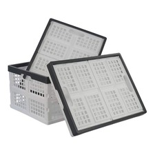 Plastic Storage Crate 30L Collapsible Stackable Folding Basket 3 PCS