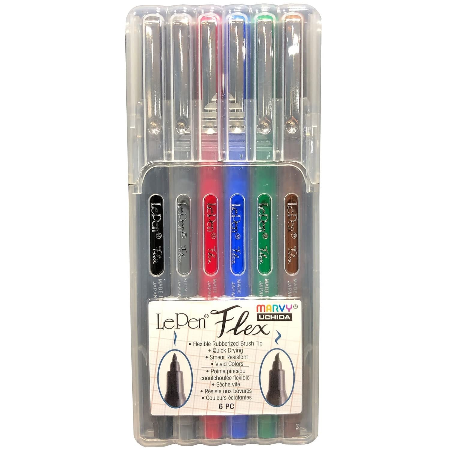 Uchida 4800-6A LePen Flex Set 6/Pkg-Primary Colors, Multi,Ar