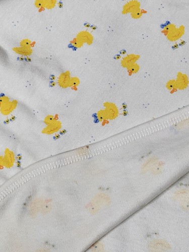 Vintage Little Me Baby Blanket Cream Yellow Chicks Ducks Rounded Corners 28x26.5 - Foto 7 di 11