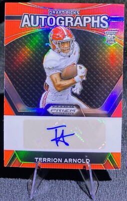 2024 Panini Prizm Draft Terrion Arnold Red Foil  Auto DPA-TAD Lions 104/19   