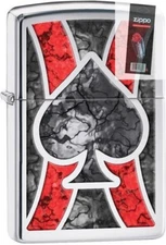 Zippo 28952 Spade Fusion High Polish Chrome NEW Lighter + FLINT PACK