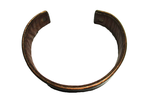 Ella Jude Cuff Bracelet Leather With Blue Hand Painted Copper Overlay - Imagen 2 de 4