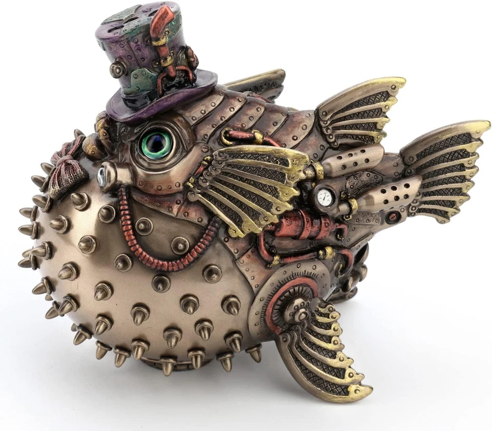 Estatua Fugu Steampunk Sofishticated Hogar Decorativa - Multicolor Foto 3 de 3
