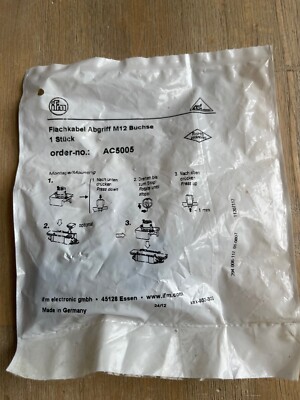 IFM AC5005 FLAT CABLE CONNECTOR M-12 NEW SEALED PKG