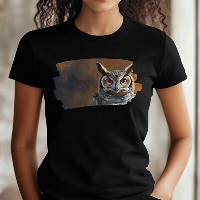 T-Shirt Frauen Eule als Astronaut Motiv Baumwolle Größe XS bis 3XL