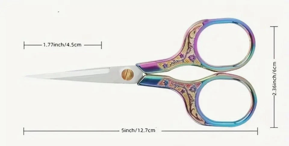 Tijeras de bordar de metal metálico arco iris tijeras de tamaño pequeño 5" artesanías para arte en uñas Foto 2 de 4