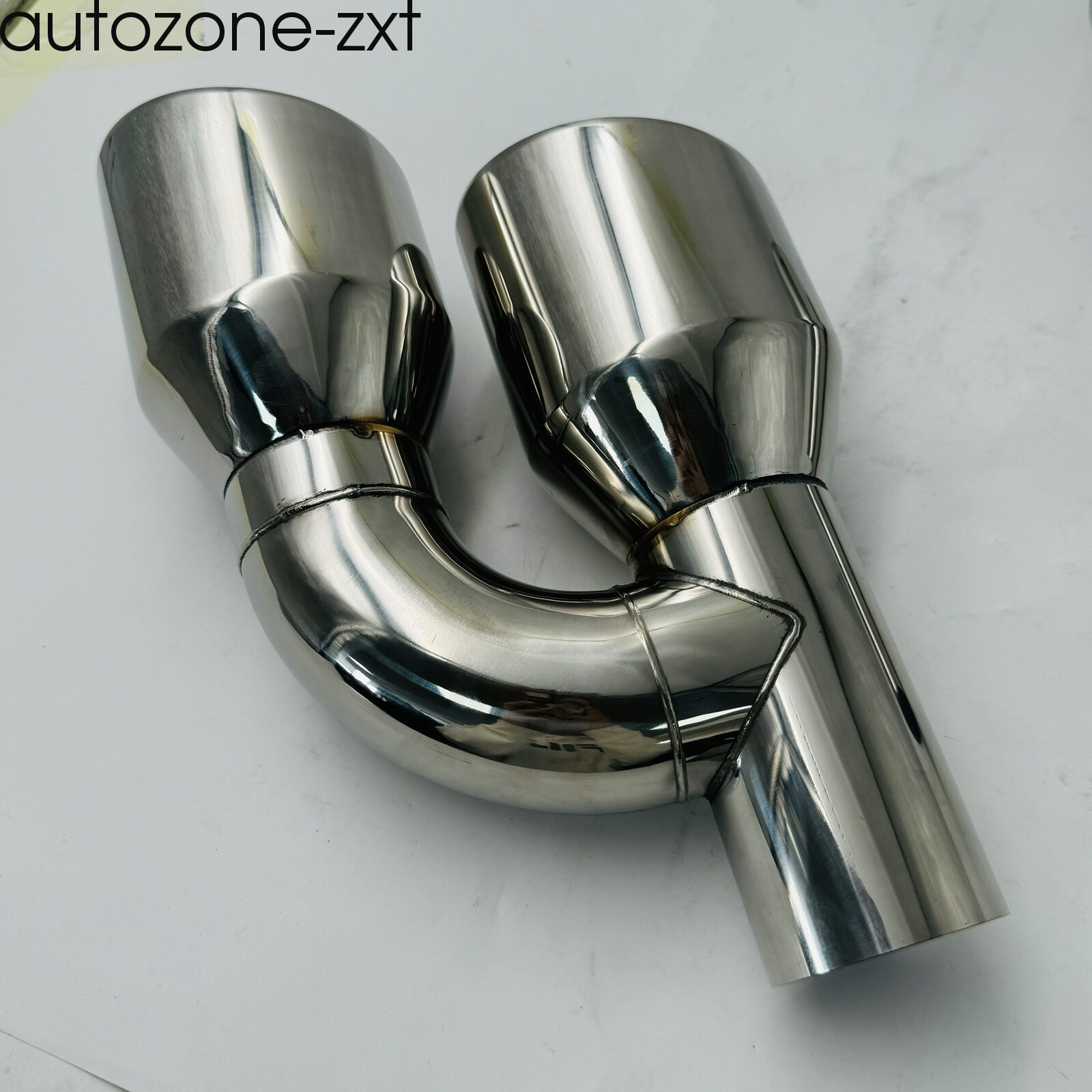 2PCS Offset 2.5" In Quad 4" Out Dual Wall Exhaust Tips Stainless Steel Slant Cut