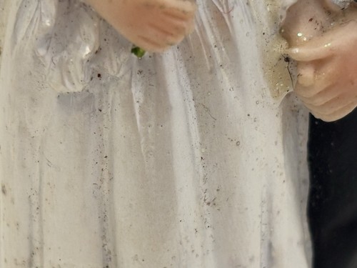 Wedding Figurine CAKE TOPPER Bride Groom Pearls Gems Lace Veil Rose Resin 5.5” - Picture 9 of 17