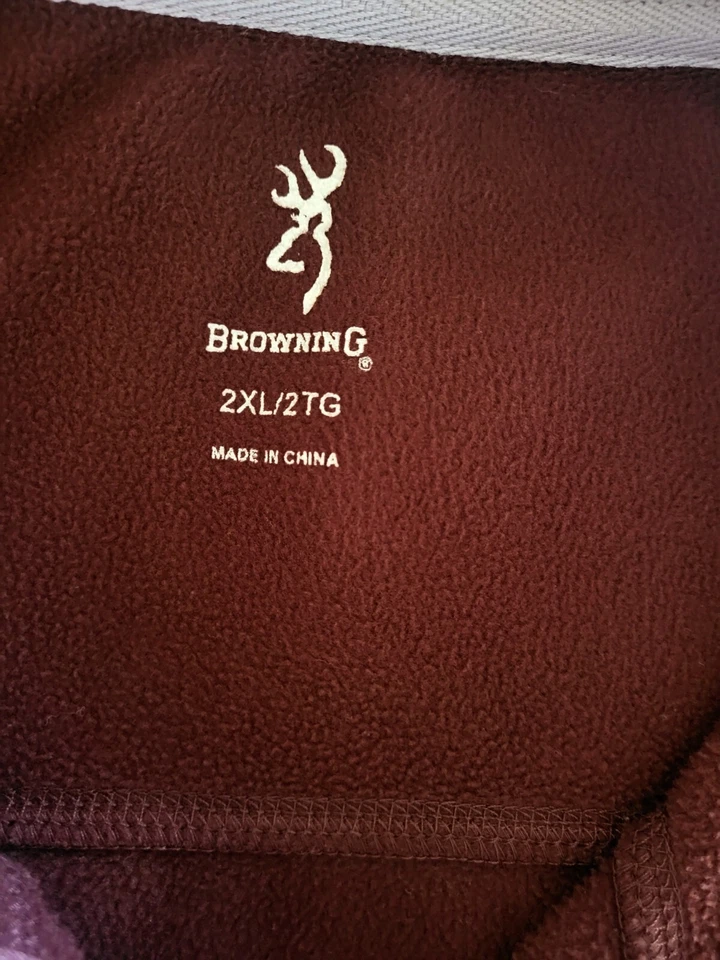 Browning Shirt Men's 2XL Brown Polyester Fleece Lining Zip-up Long-sleeved - Image 2 of 4