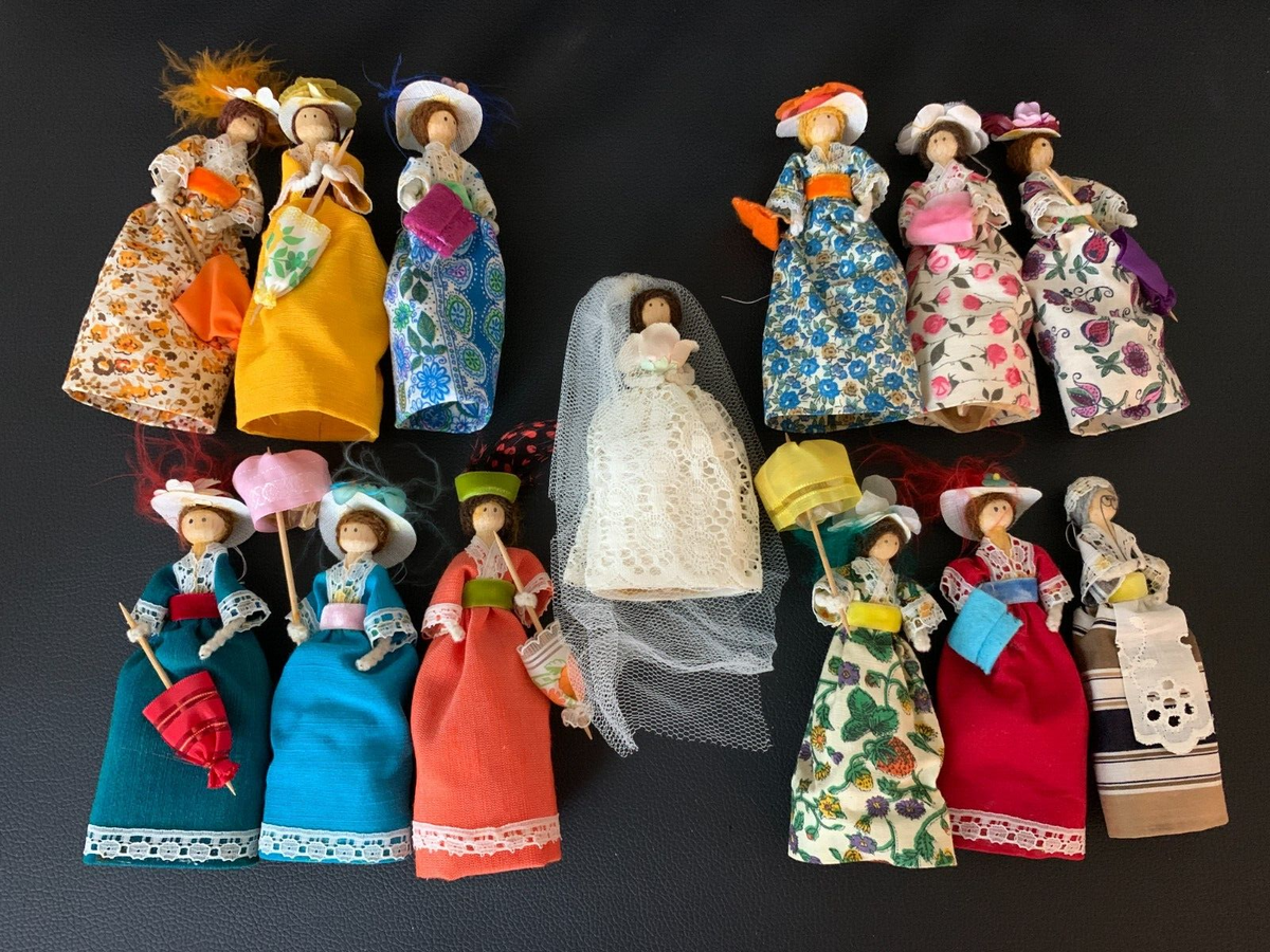 Bridgerton English Peg Doll Vintage RARE Bridal Shower Ornaments set of 12+ BRIDE | eBay