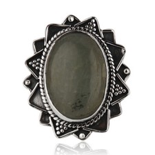 Aquamarine Gemstone Ring 925 Sterling Silver Oxidized Hadmade Jewelry