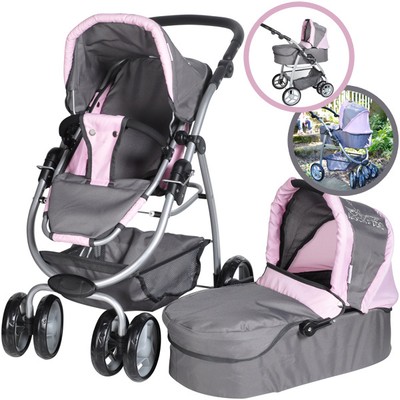 Knorrtoys Puppenwagen Coco 2in1 Rockstar grau rosa Puppenkinderwagen Wanne  Karre | eBay