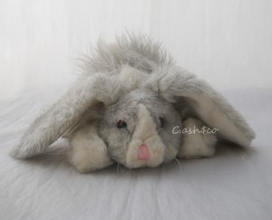 Beautiful Long Haired Feather Rabbit 1989 Gray Color Pink Nose