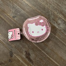 NEW w tag Pink Hello Kitty small Round Zip Around Jewelry travel storage Case