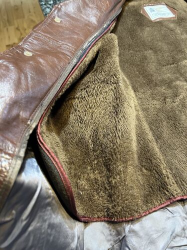 Vintage 70s London Fog Blazer Coat Mens Sz 44R Leather Caramel Brown Jacket - Picture 16 of 21