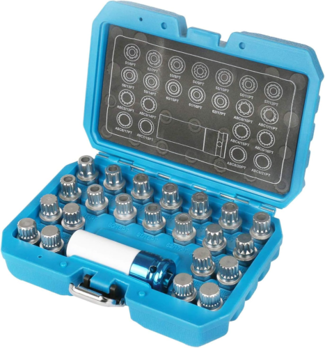 23Pcs Wheel Lock Lug Nut Remover Kit Automotive Wheel Anti-Theft Screw Removal K