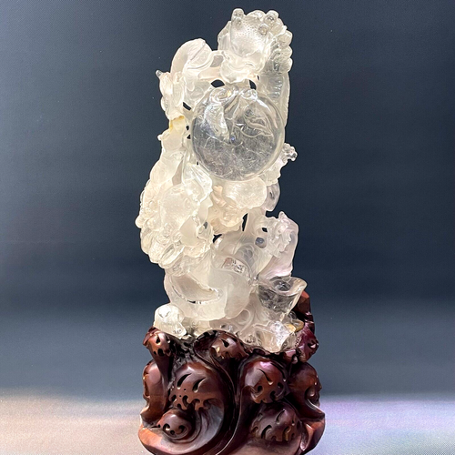 18.35LB TOP Natural clear quartz hand carved crystal dragon Decoration