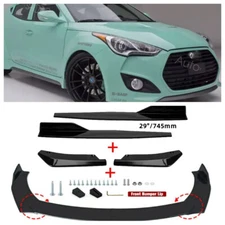 For Hyundai Veloster 12-21 Front Bumper Lip Spoiler Splitter Body Kit+Side Skirt