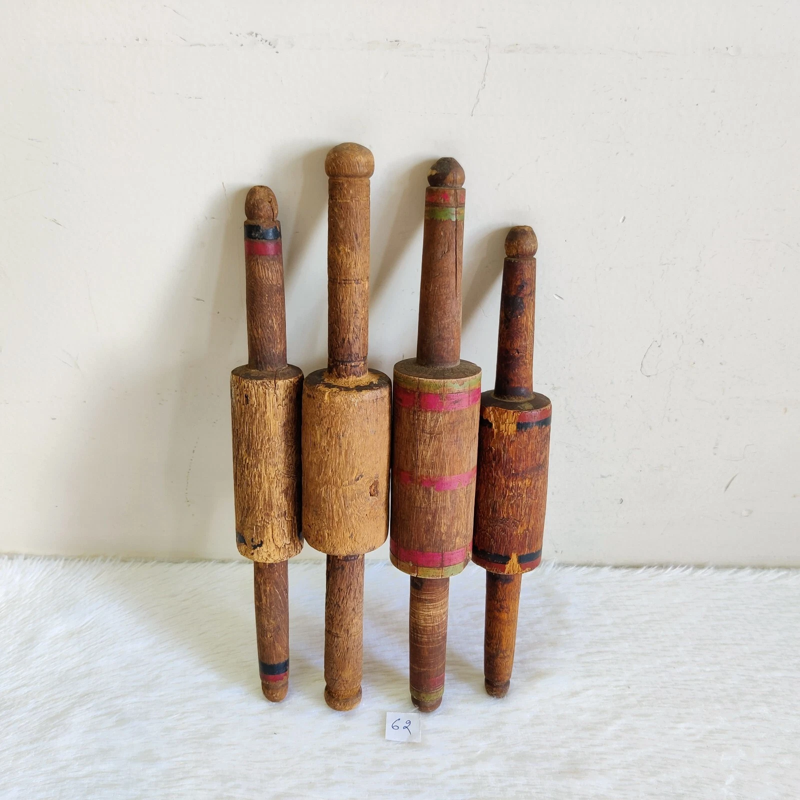 Vintage Original Handmade Tortilla Bread Bakers Wooden Rolling Pin 4Pc 62
Opens in a new window or t
