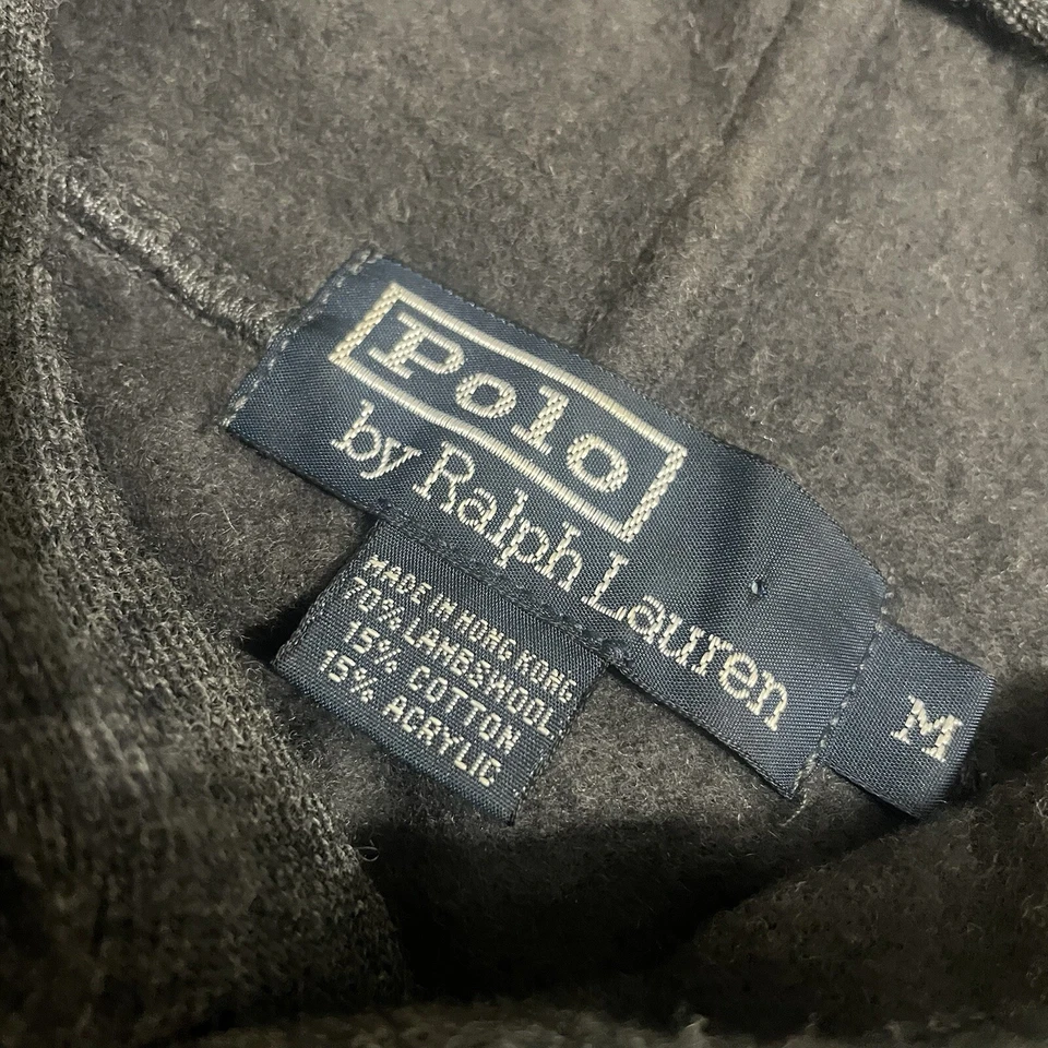 Sudadera con capucha vintage Polo Ralph Lauren para hombre suéter mediano gris mezcla de lana de cordero Foto 2 de 4