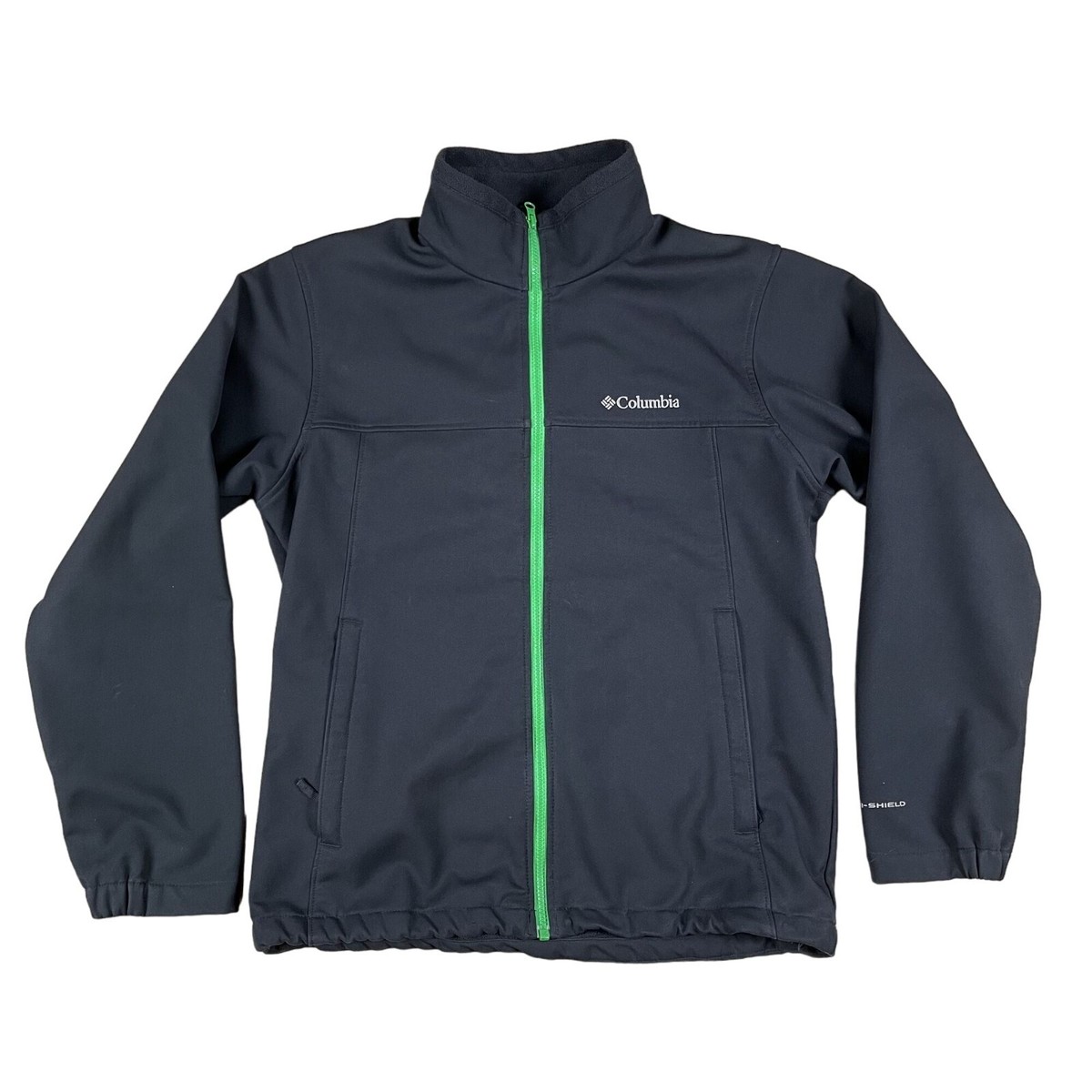 Columbia Jacket Mens Medium Omni-Shield Black Softshell w/ Green
