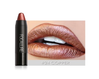 FOCALLURE Lip Color Shimmer Metallic Lipstick-#24-Copper
