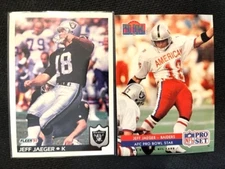 NFL - Jeff Jaeger 1992 Fleer & 1992 Pro Set Pro Bowl - Raiders