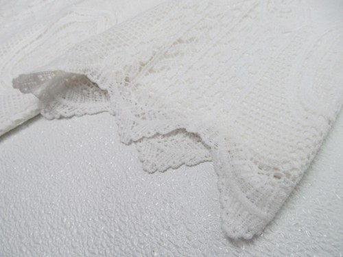 Adrianna Papell White Gauzy Crepe Crochet Trim Top 3/4 Sleeve Women's Size L - Picture 5 of 8