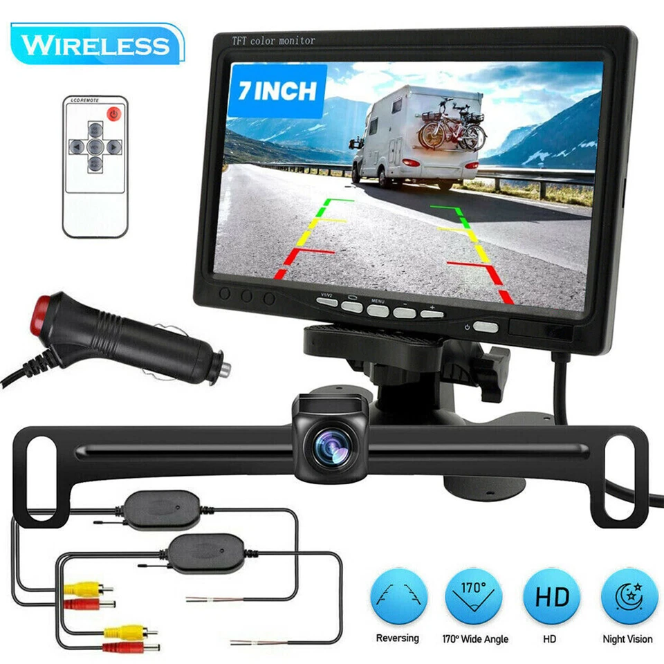 Dual wireless backup camera night vision system rear view monitor for RV truck - Image 2 of 4