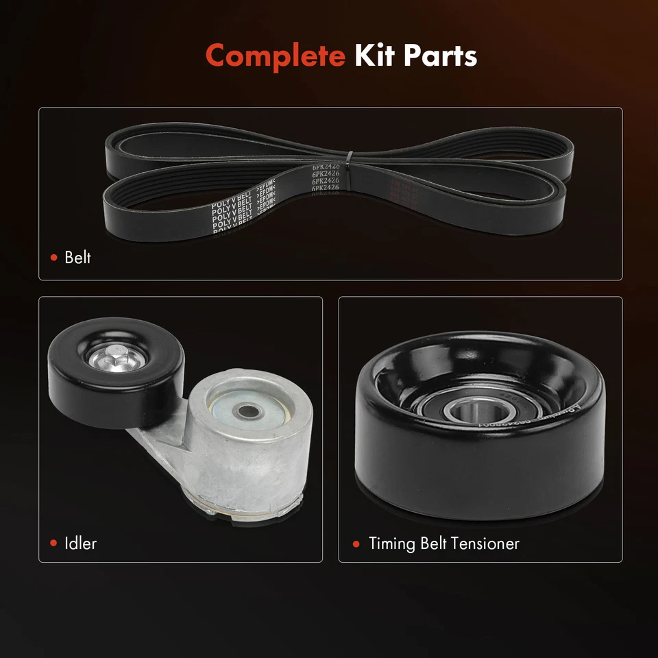 3x Kit de componentes de transmisión por correa Serpentine para Chevrolet C1500 C2500 GMC Jimmy Olds Foto 2 de 4