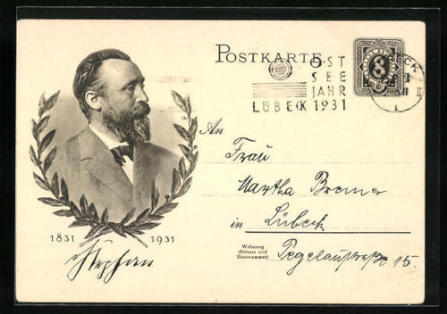 Künstler-AK Portrait Postminister Heinrich von Stephan, 1931, Ganzsache  - Bild 1 von 2