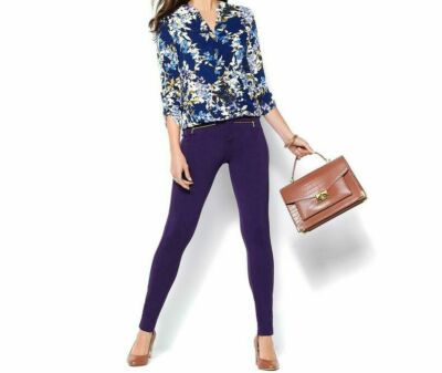 IMAN Global Chic Power Ponte Ankle Pant Illusion Seaming 621493 Purple 4 Average