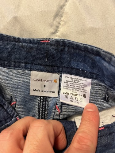 Carhartt Youth Girls Shorts Womens Size 6 Camo Dark Wash Blue Denim Jean - Picture 4 of 5
