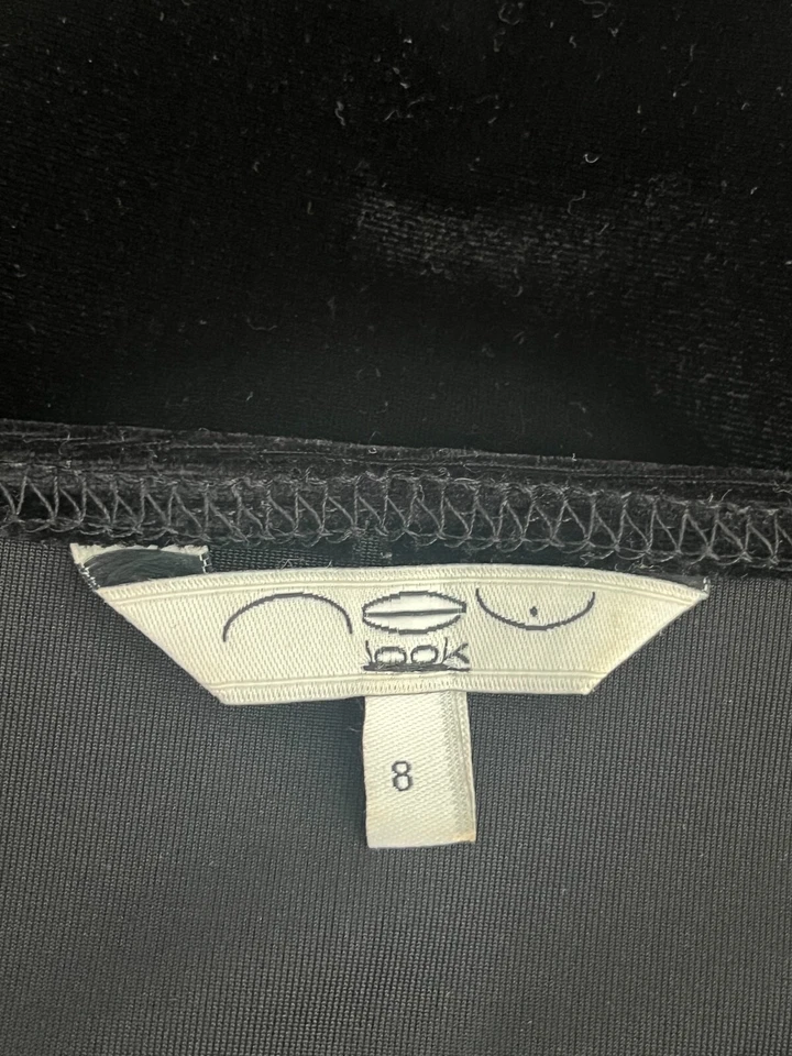 Vestido de veludo New Look tamanho 8 feminino EU36 pequeno preto ajustado chiffon curto mini - Imagem 3 de 4