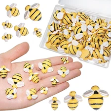HADDIY Tiny Craft Bees,50 Pcs Small Plastic Resin Bumble Bee Decor for Embellish
