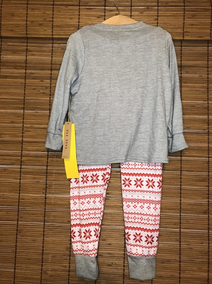 rae dunn christmas pajamas girls size 7, color grey NWT Santa’s Helper - Image 4 of 4