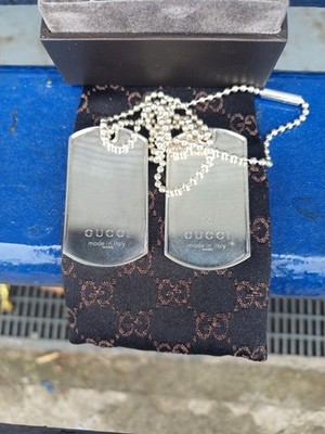 GUCCI echt Silber 925 Erkennungsmarken Anhänger und Schlüsselanhänger Box und Samtbeutel