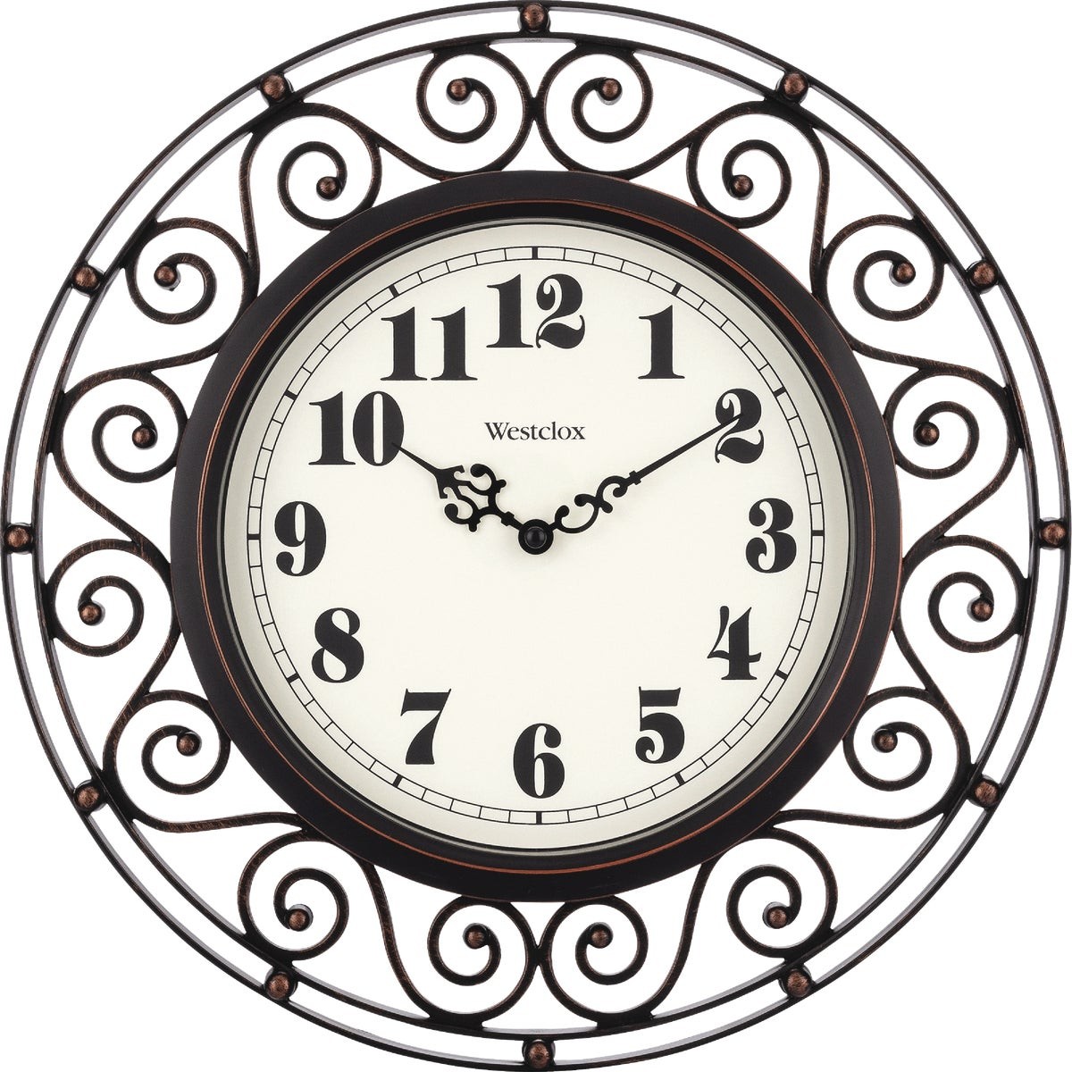 Westclox 12 In. Round Wrought Iron Design Wall Clock 32021A Westclox 32021A