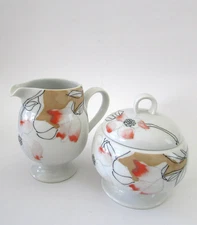 1970's VERA Neumann for Mikasa Spring Tide Dogwood Blossom Cream & Sugar Bowl