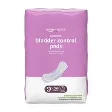 30 Count Women Amazon Basics Incontinence Pads for Women Long Bladder Control...