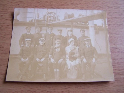 Naval Sailor Crew & Family Uniform Vintage Photo Ship SS Brodness 1914 WW1