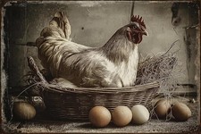 Farm Chicken Sign Aluminum 8x12 Vintage Rustic Funny Wall Decor Plaque