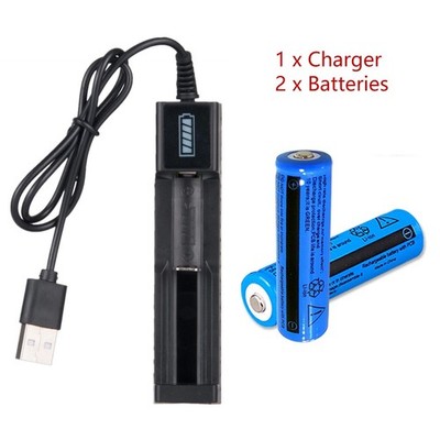 2-Pack Multipurpose 3.7V 3000mAh Batteries Rechargeable Li-Ion Battery + Charger
