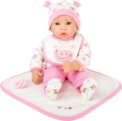 Small foot 11237 - Puppe Hanna mit weiß/rosa Zubehör, Weichkörper-Puppe, 40cm