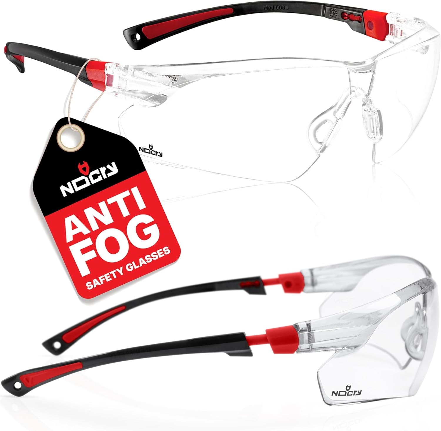 NoCry Safety Glasses with Clear Anti Fog Scratch Resistant Wrap-Around Lenses a