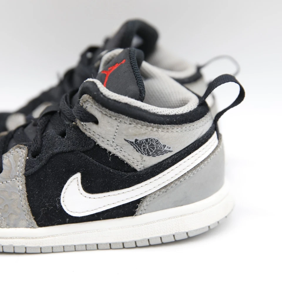 Nike Air Jordan 1 Mid Boys Size 10C Black Gray Athletic Shoes Sneakers - Image 2 of 4