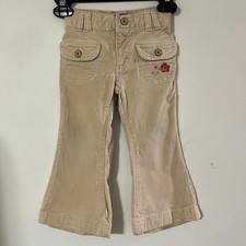OshKosh B'Gosh Girls Vintage Tan Floral Corduroy Flared Pants Size 2T