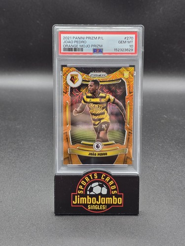 2021-22 Panini Prizm Premier League Joao Pedro Orange Mojo Rookie PSA 10 Chelsea
