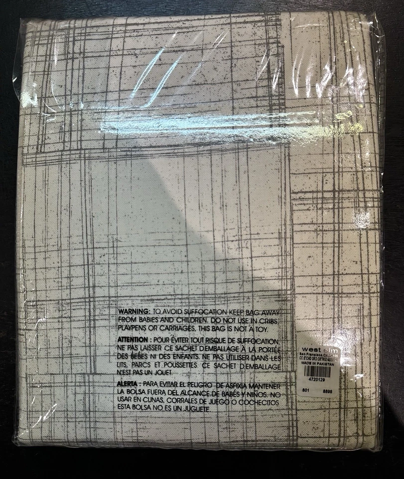 West Elm Set Of 2 Cotton Canvas Etched Grid Curtains 48x96 - Image 2 of 2