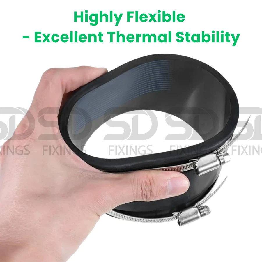 3-1/2'' 90mm Flexible Rubber Fitting Straight Pipe Connector Coupling, Clamps - Image 3 of 4